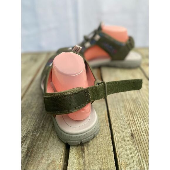 Lands’ End Wm’s Size 10D Floral Trail Sandals Olive Green Adjustable Hiking Shoe - Picture 6 of 9